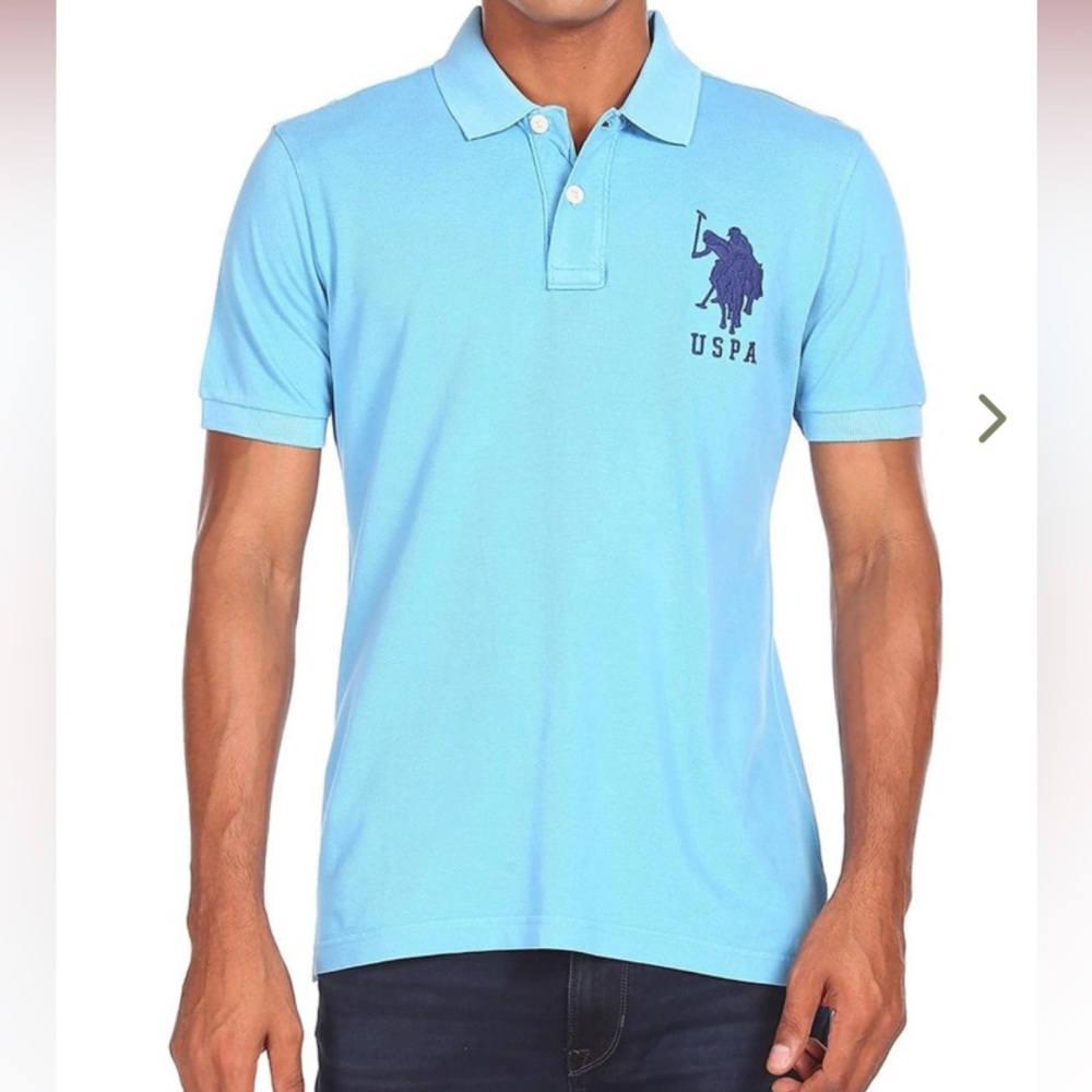 $32 New Mens POLO ASSN USPA Teal Aquamarine Button Collar BIG PONY Polo Shirt XL